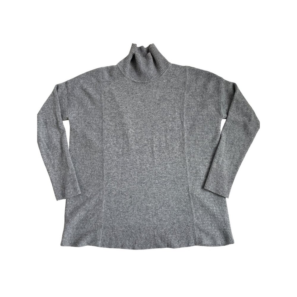 Per Se 100% Cashmere Women's Small Gray Ribbed Slouchy Turtleneck Sweater Jumper